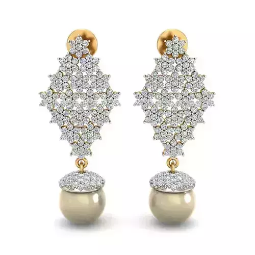 Women pearl earrings 3dm stl render detail 3D print model