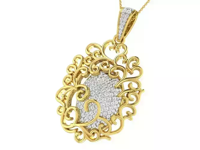 Women pendant-earrings set 3dm stl mgx render detail