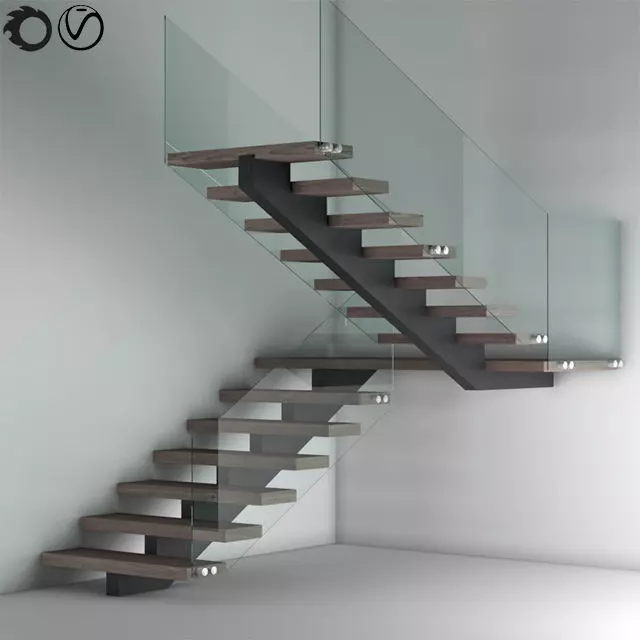 L-Type Stair Case Free 3D model_0