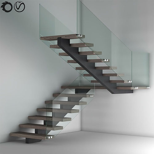 L-Type Stair Case Free 3D model