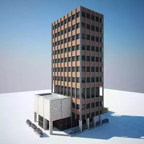 low poly building office - office