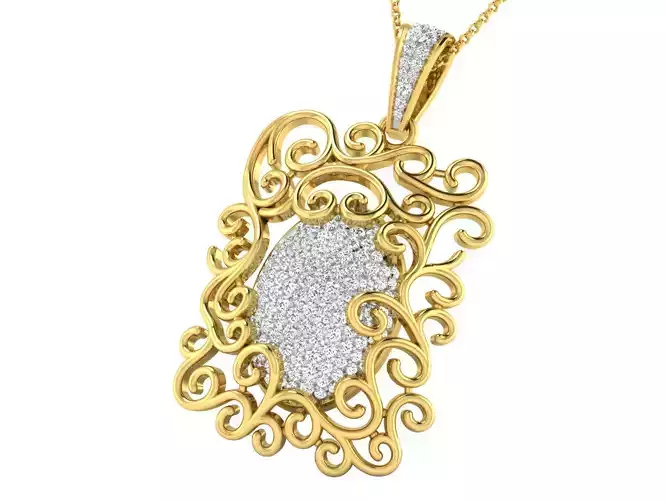 Women pendant-earrings set 3dm stl mgx render detail