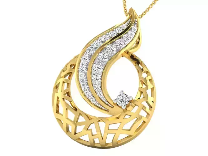 Women pendant-earrings set 3dm stl mgx render detail