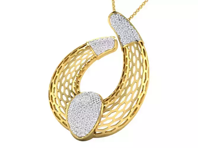 Women pendant-earrings set 3dm stl mgx render detail