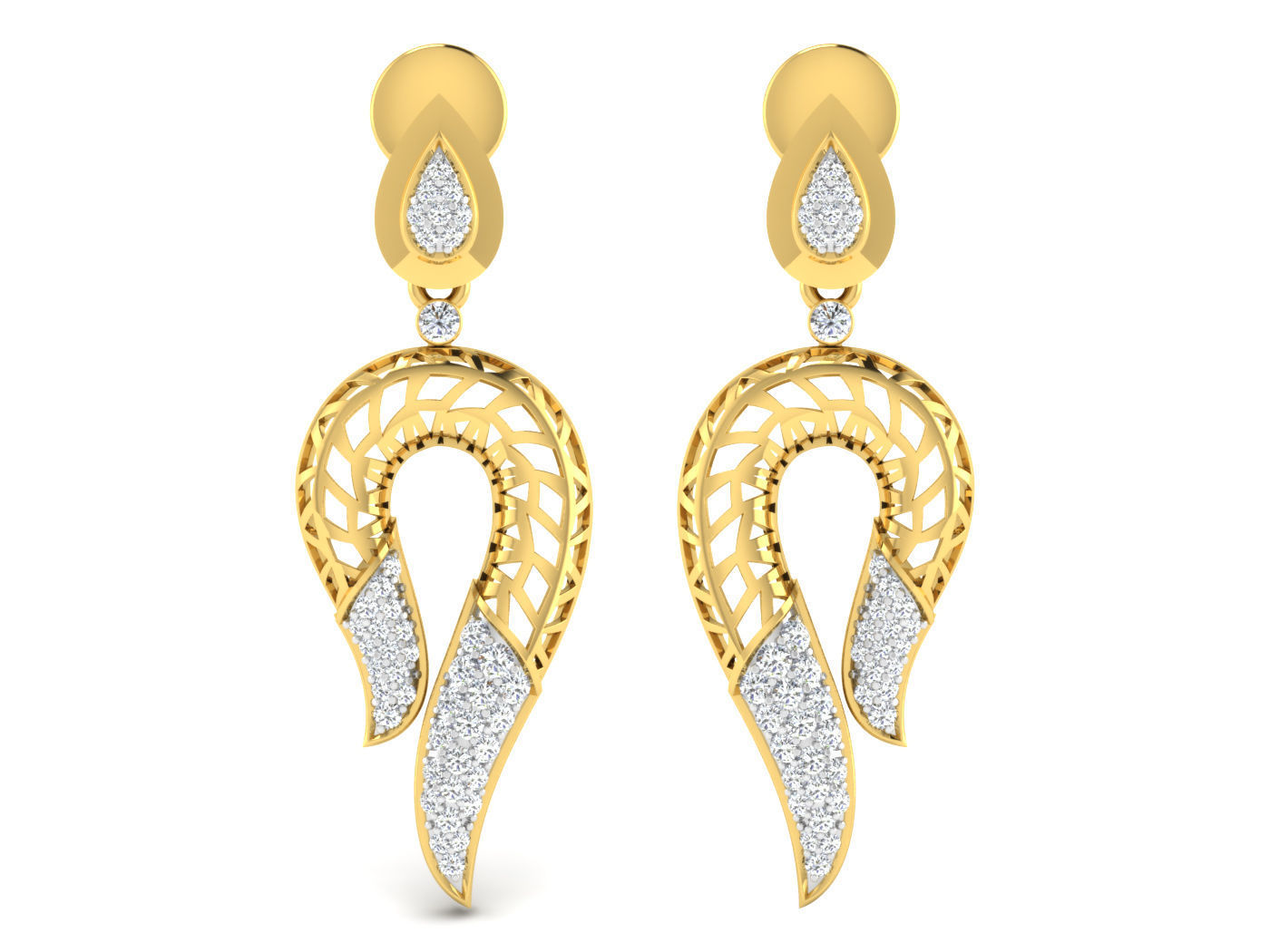 Women pendant-earrings set 3dm stl mgx render detail 3D print model_2