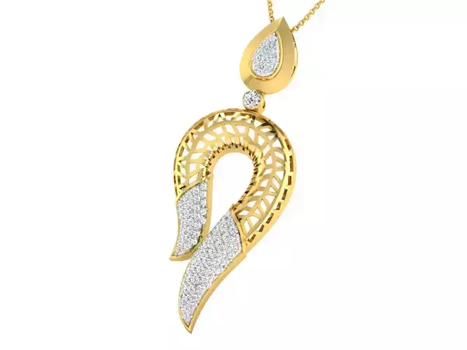 Women pendant-earrings set 3dm stl mgx render detail