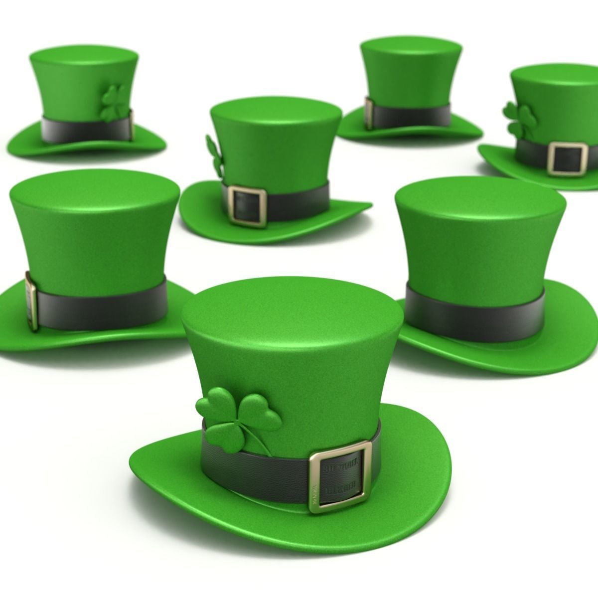 Saint Patrick Day Hat with Clover 3D model_6