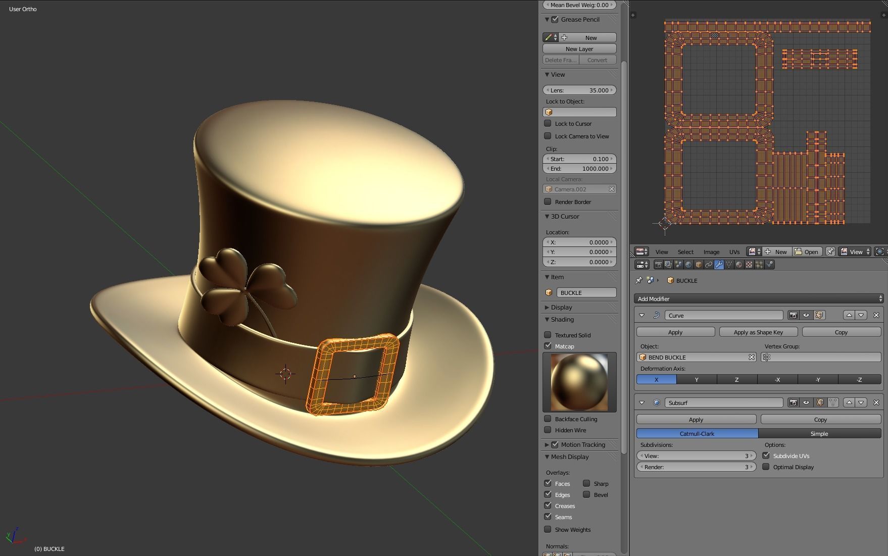 Saint Patrick Day Hat with Clover 3D model_13