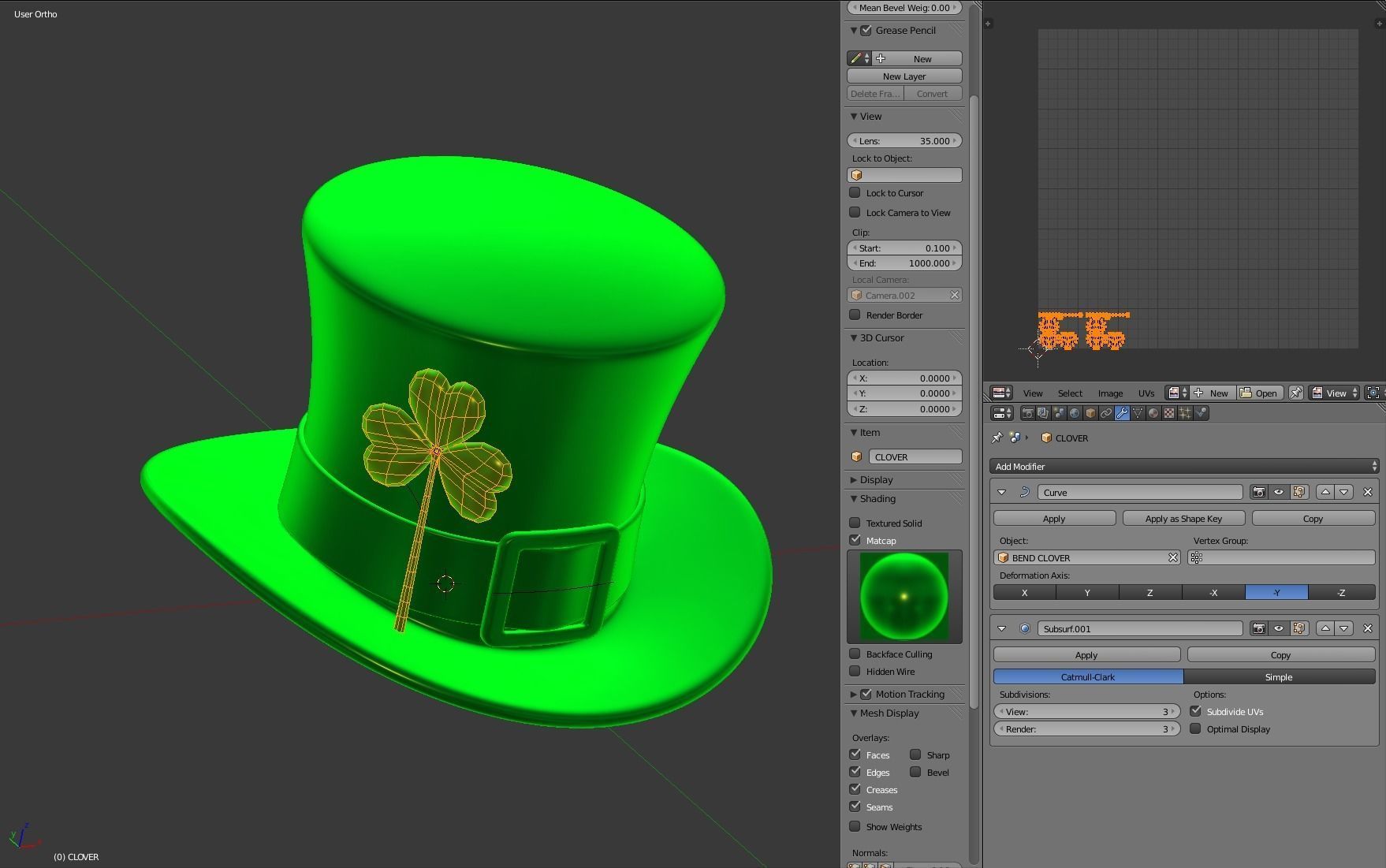 Saint Patrick Day Hat with Clover 3D model_14