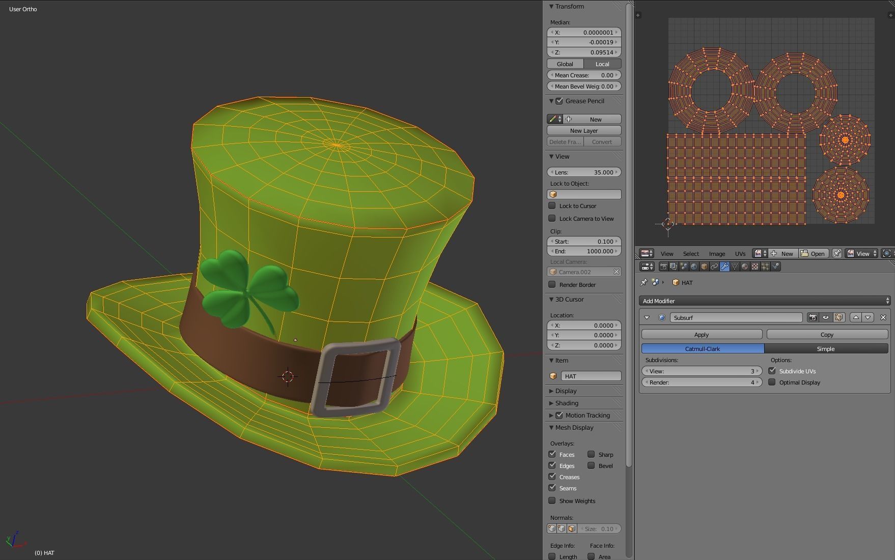 Saint Patrick Day Hat with Clover 3D model_15