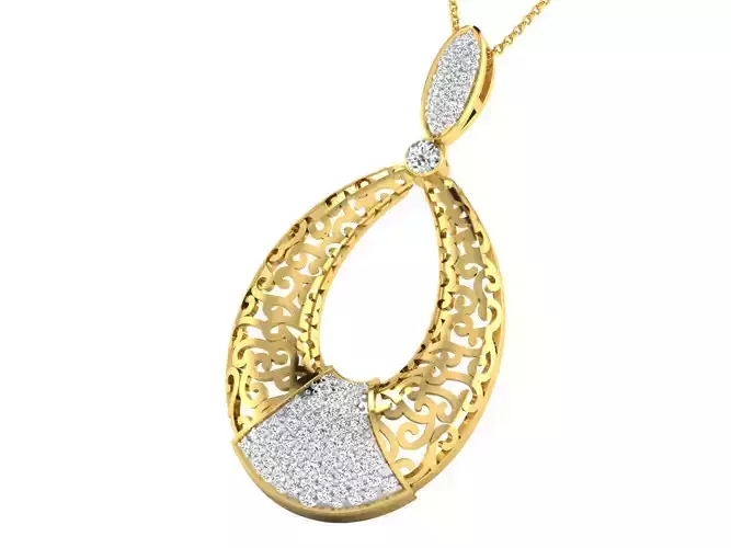 Women pendant-earrings set 3dm stl mgx render detail