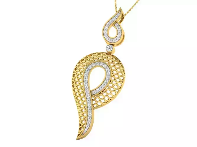 Women pendant-earrings set 3dm stl mgx render detail