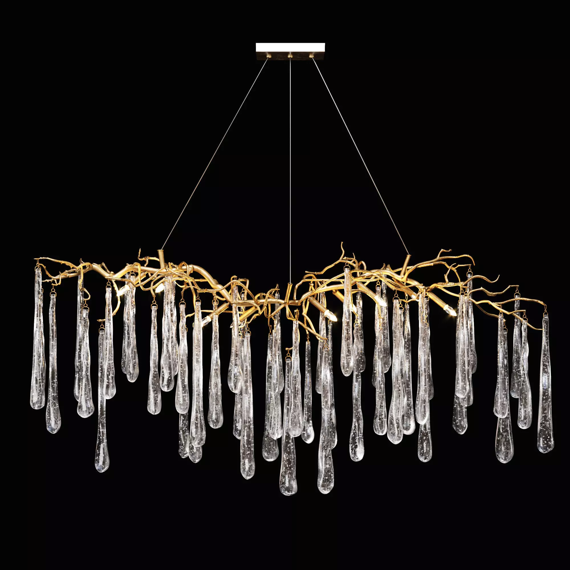 John-Richard Brass and Glass Teardrop Nine-Light Chandelier 3D model_0