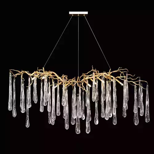 John-Richard Brass and Glass Teardrop Nine-Light Chandelier 3D model