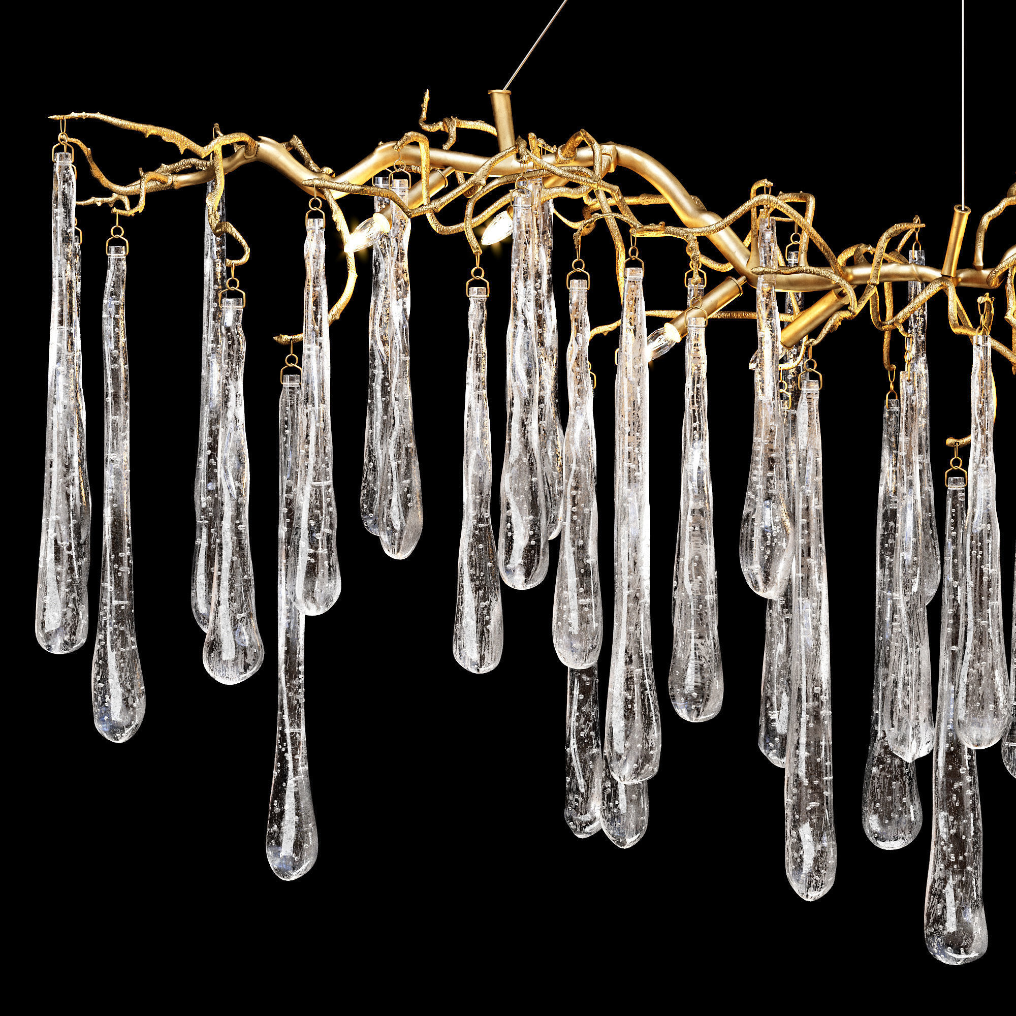 John-Richard Brass and Glass Teardrop Nine-Light Chandelier 3D model_1