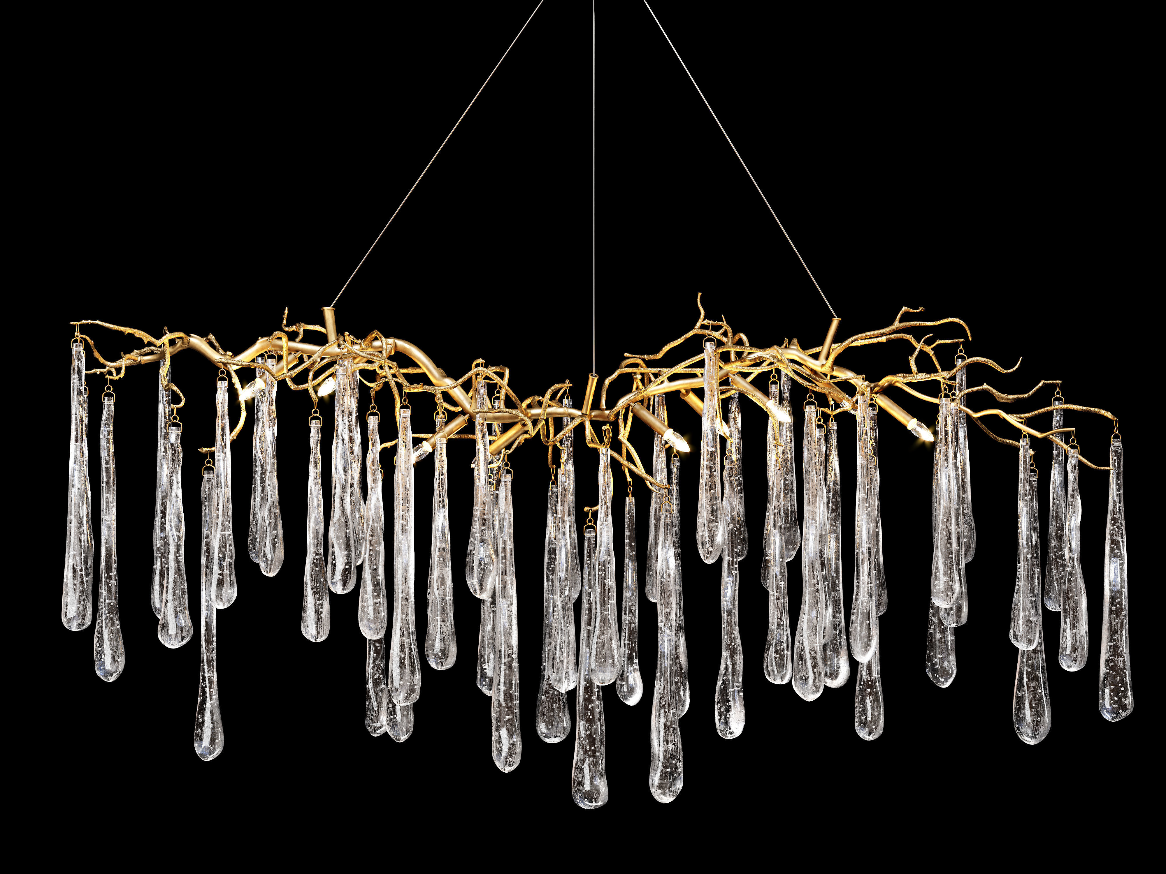 John-Richard Brass and Glass Teardrop Nine-Light Chandelier 3D model_3