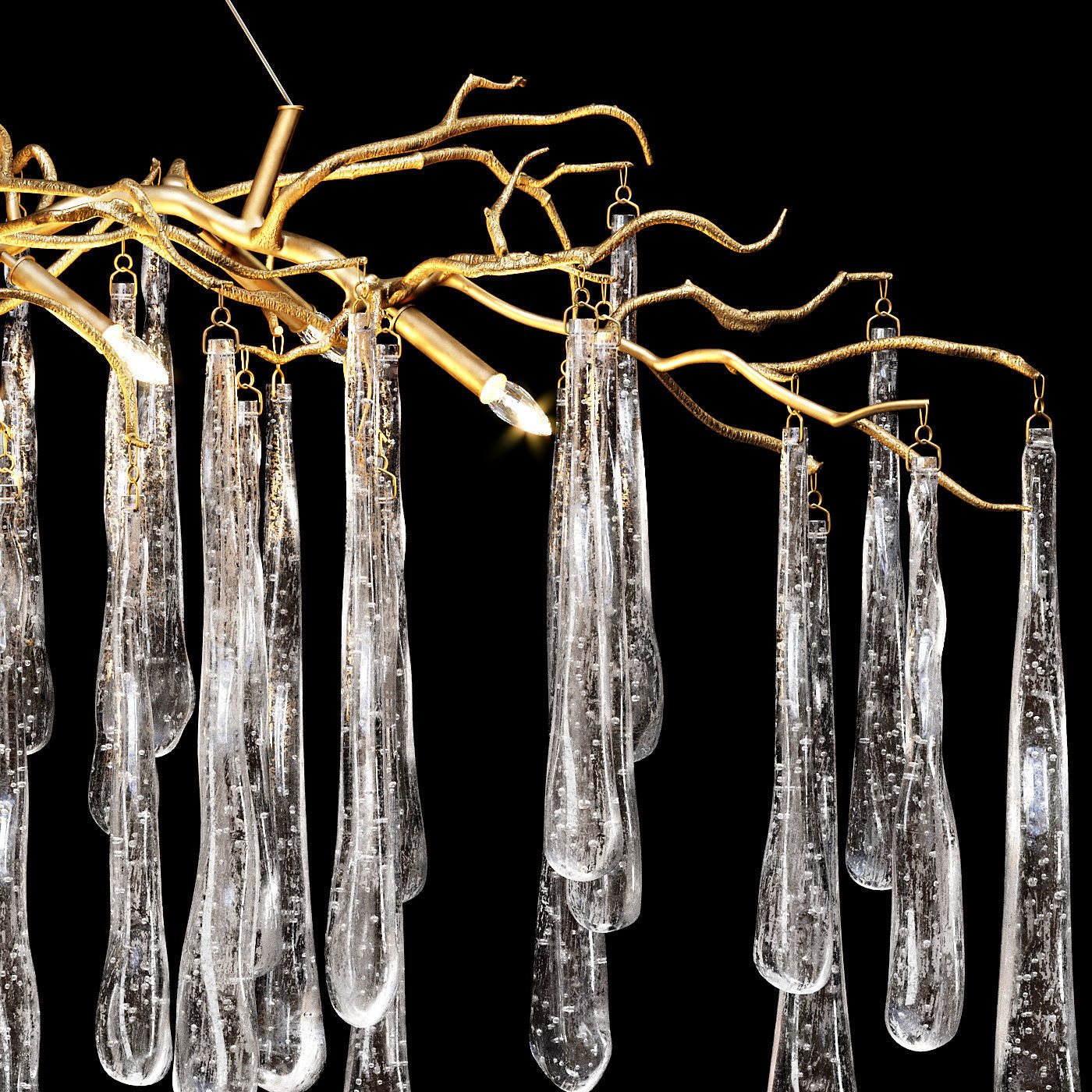 John-Richard Brass and Glass Teardrop Nine-Light Chandelier 3D model_2