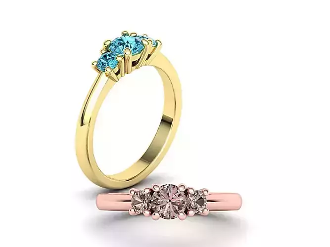 Three Stone Classic Engagement ring 5mm stone 3dmodel