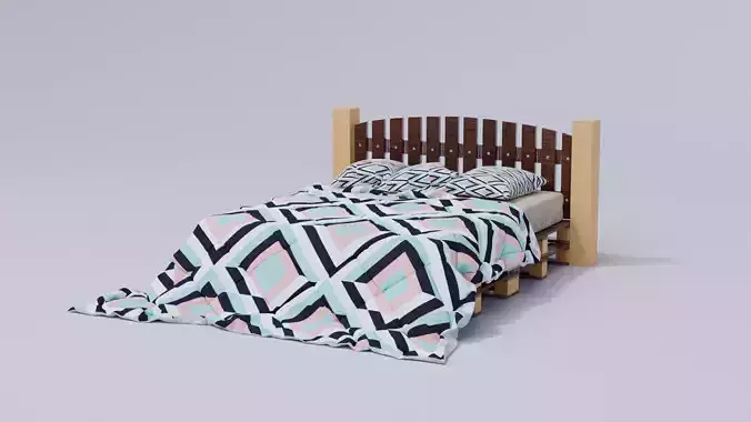 Bed with 3 pillows