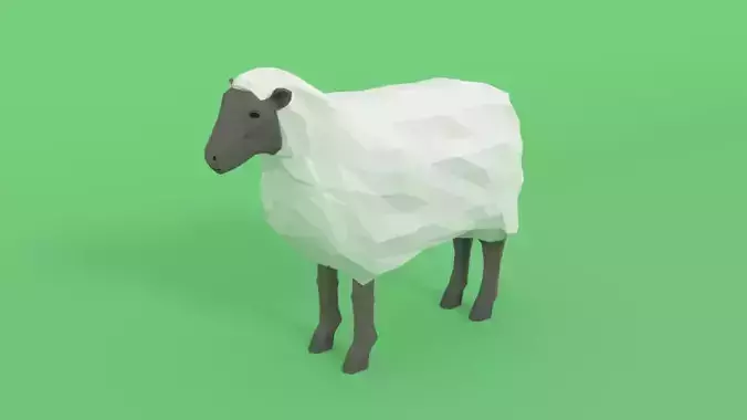 Low Poly Cartoon Sheep Low-poly 3D model