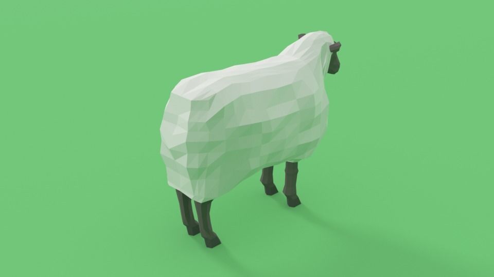 Low Poly Cartoon Sheep Low-poly 3D model_3