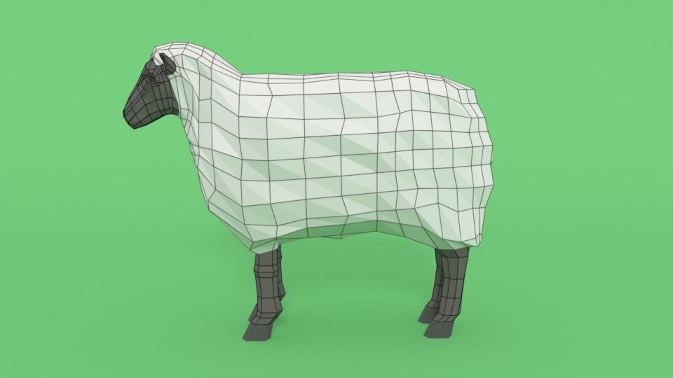 Low Poly Cartoon Sheep Low-poly 3D model_14