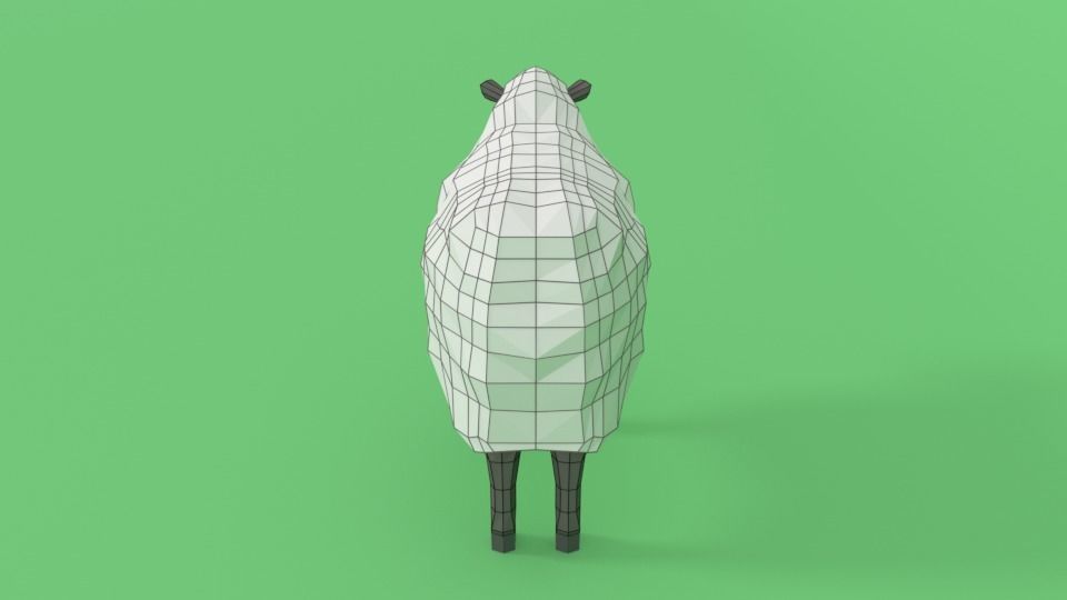 Low Poly Cartoon Sheep Low-poly 3D model_12