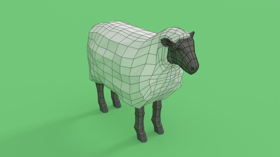 Low Poly Cartoon Sheep Low-poly 3D model_10