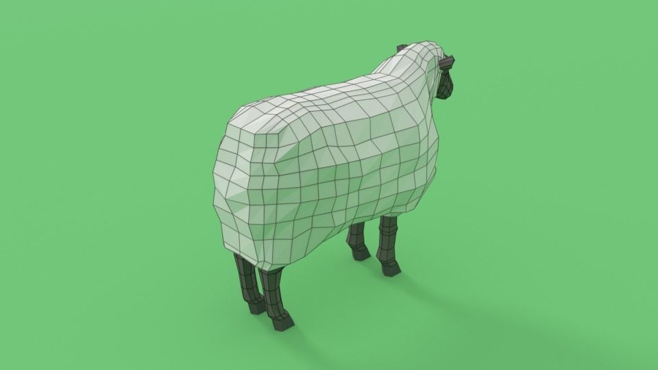 Low Poly Cartoon Sheep Low-poly 3D model_11