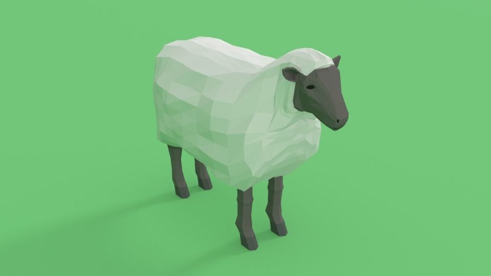 Low Poly Cartoon Sheep Low-poly 3D model_2