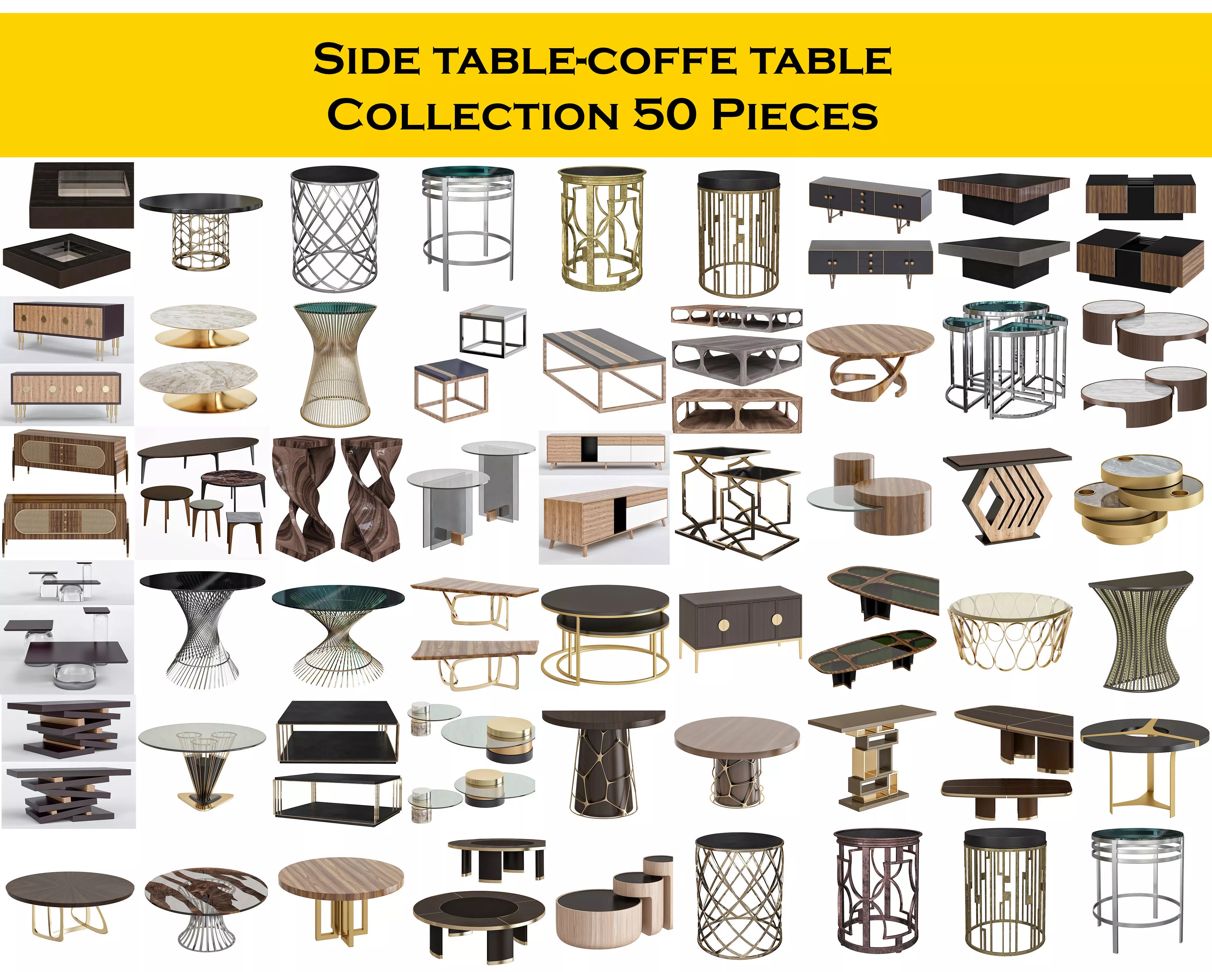 Side table-coffe table Collection 50 Pieces 3d model 3D model_0