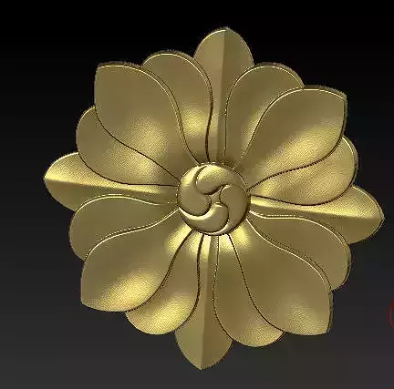 Classic 3D model of CNC interior sculpted inlaid with gold 
