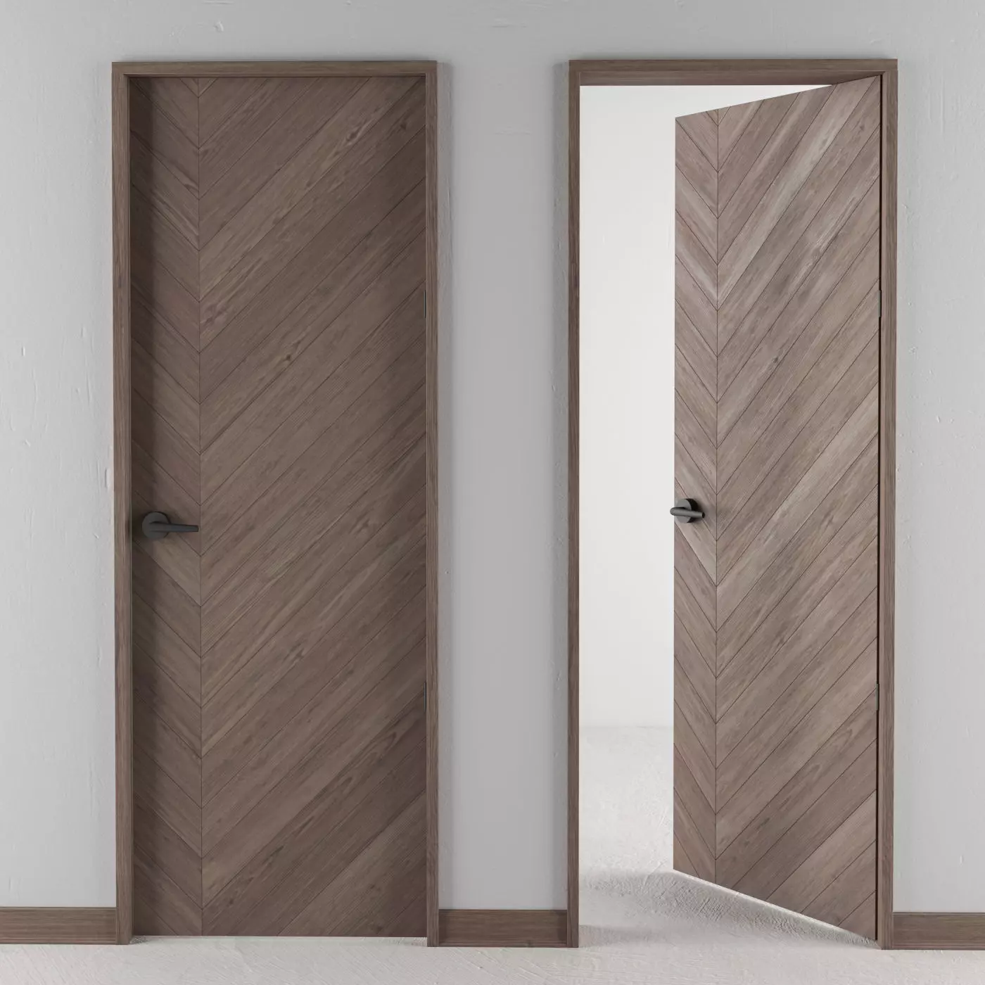 Chevron-door herringbone interior doors Free 3D model_0