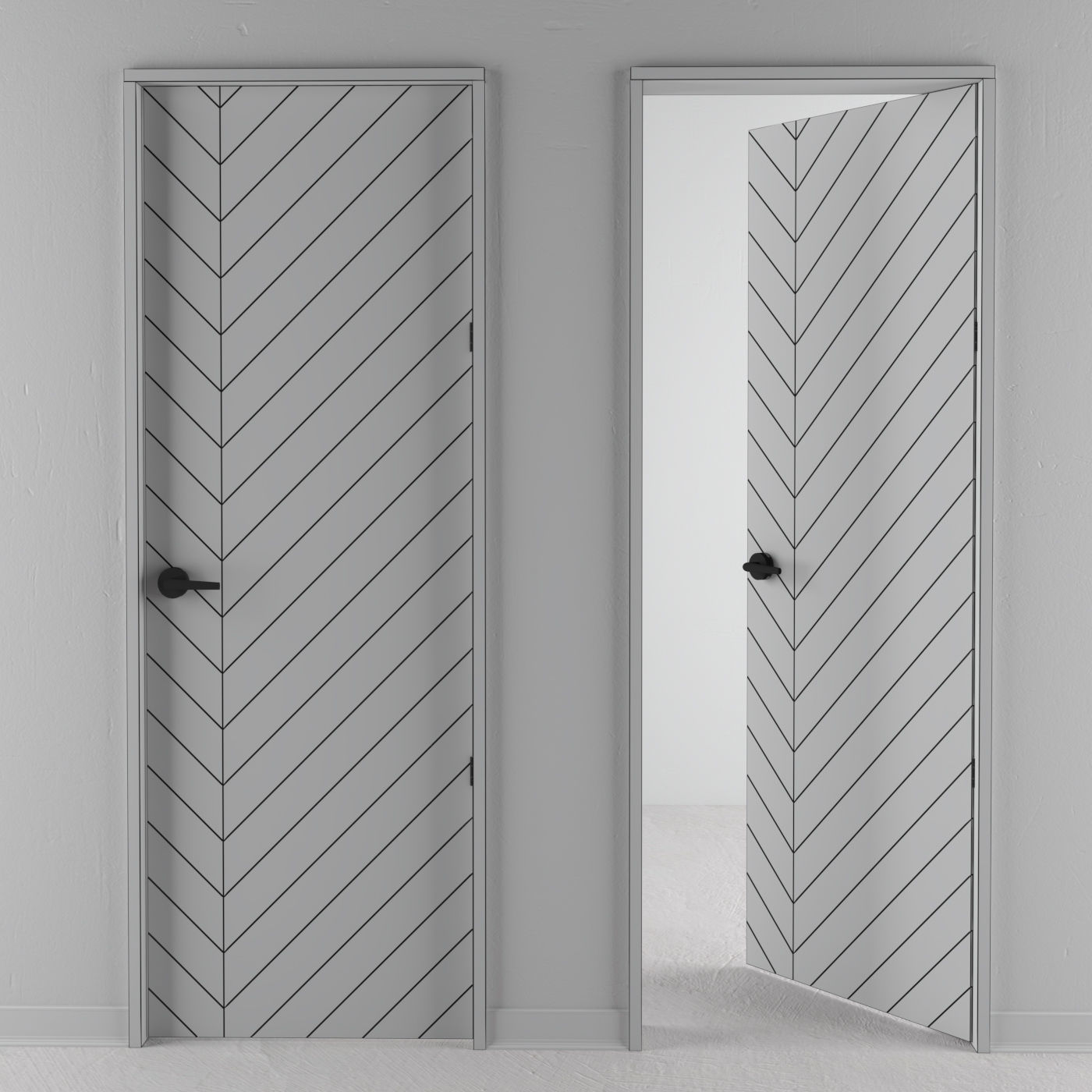 Chevron-door herringbone interior doors Free 3D model_1