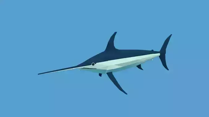 Low Poly Cartoon Swordfish Low-poly 3D model