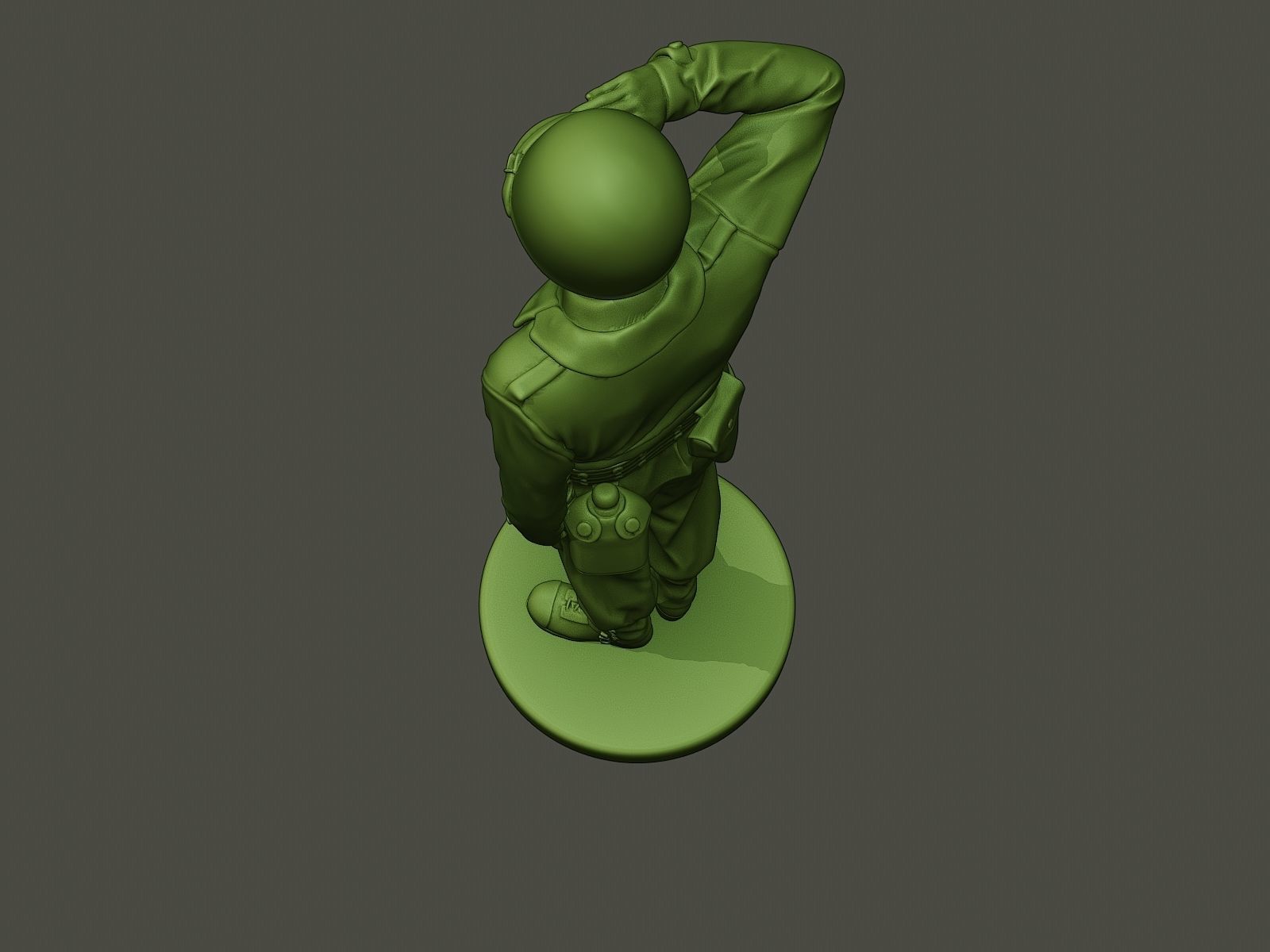 American soldier ww2 saluting A4 3D print model_15
