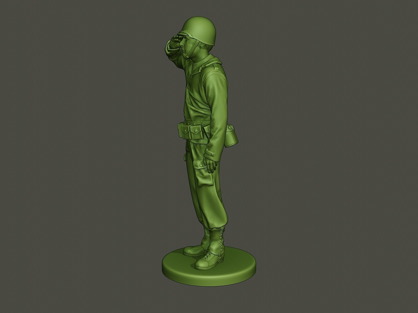 American soldier ww2 saluting A4 3D print model_2
