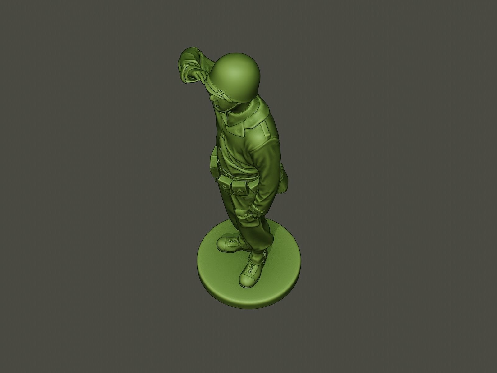 American soldier ww2 saluting A4 3D print model_14