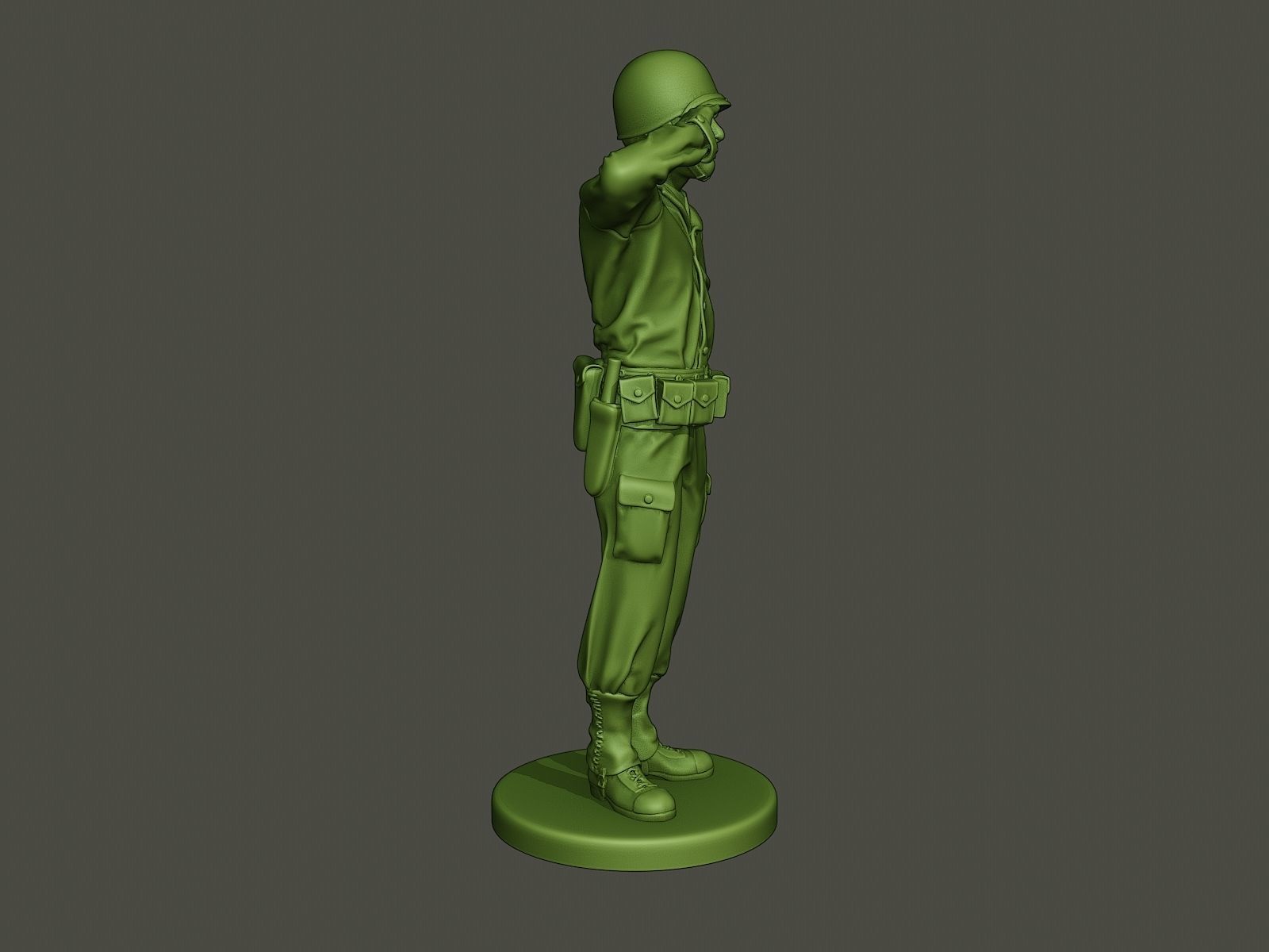 American soldier ww2 saluting A4 3D print model_8