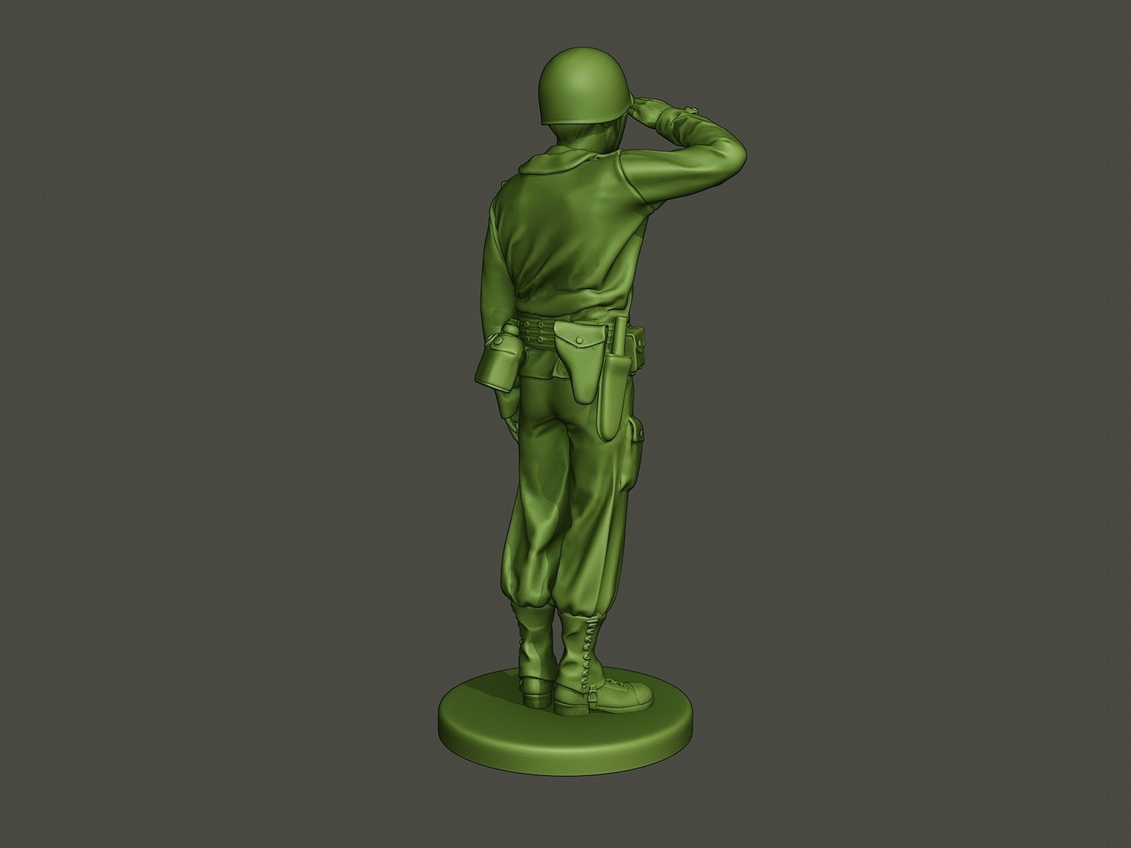 American soldier ww2 saluting A4 3D print model_6