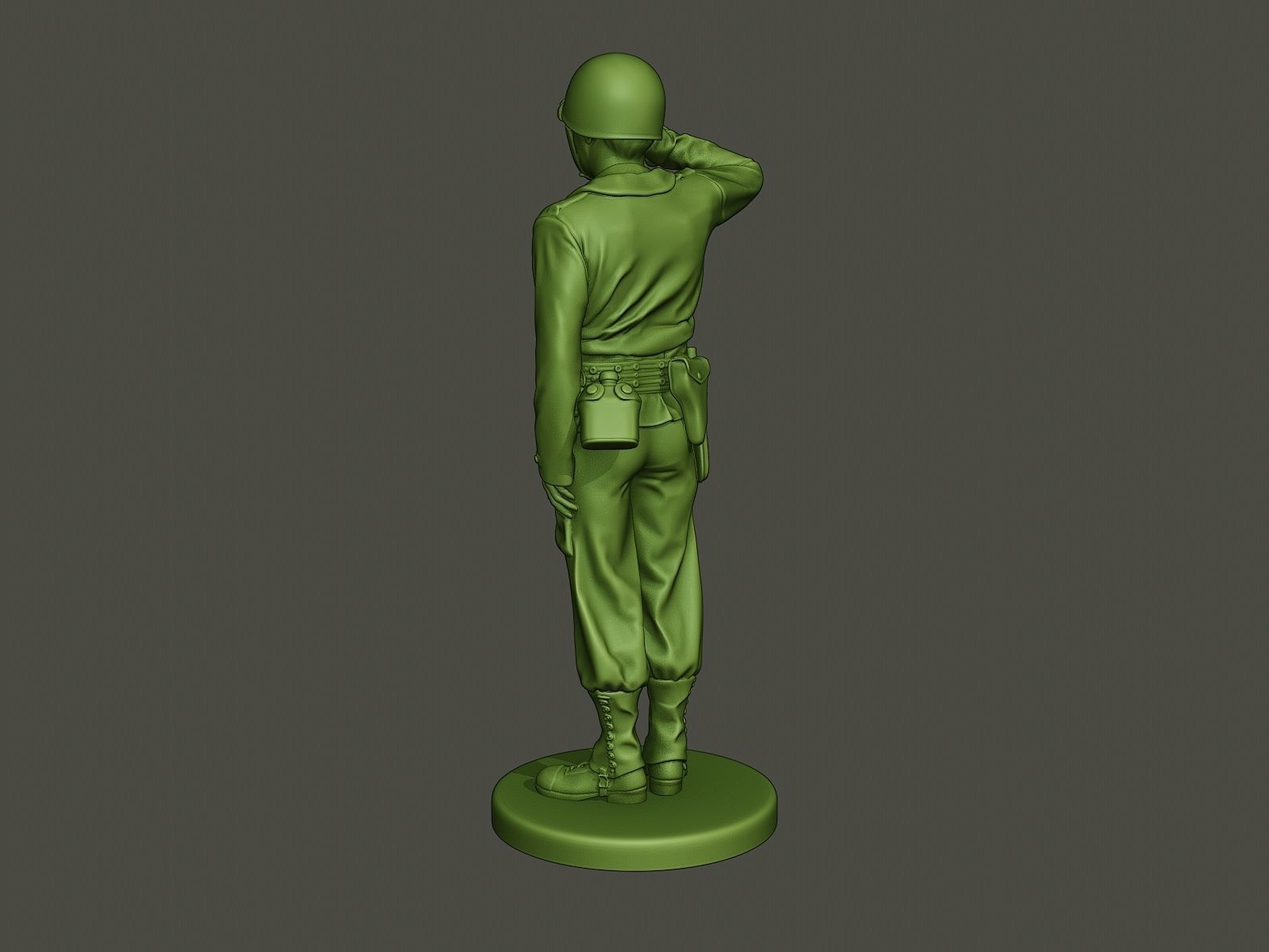 American soldier ww2 saluting A4 3D print model_4