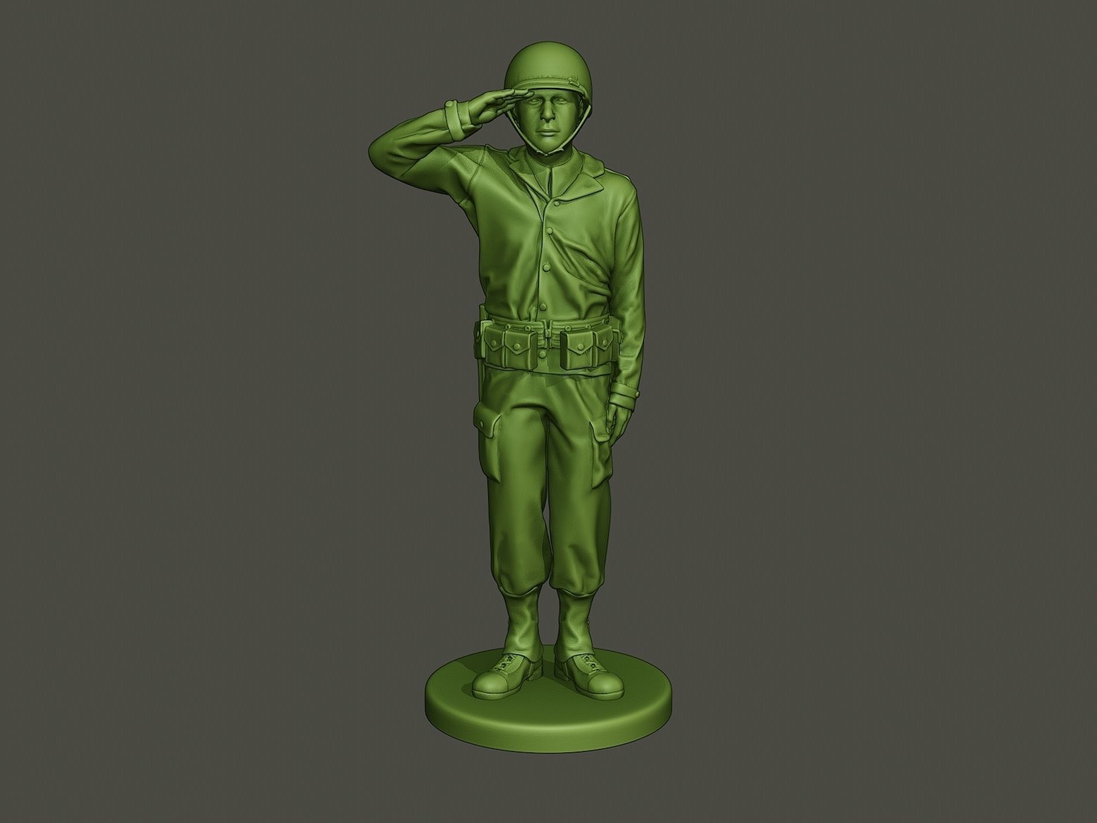 American soldier ww2 saluting A4 3D print model_10