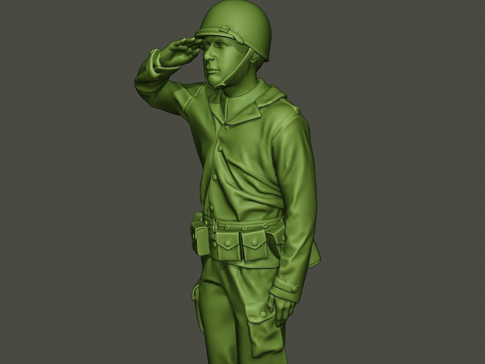 American soldier ww2 saluting A4 3D print model_17