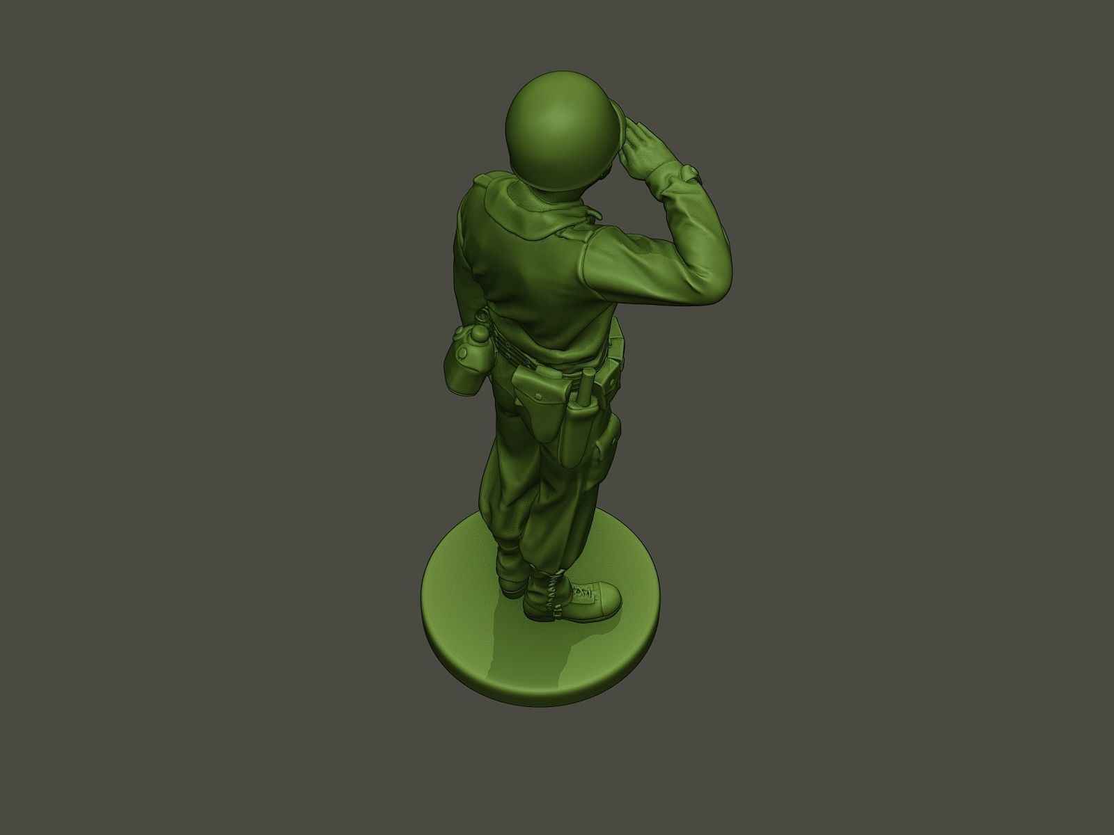 American soldier ww2 saluting A4 3D print model_21