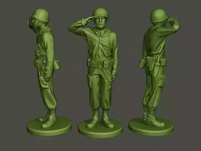 American soldier ww2 saluting A4 3D print model