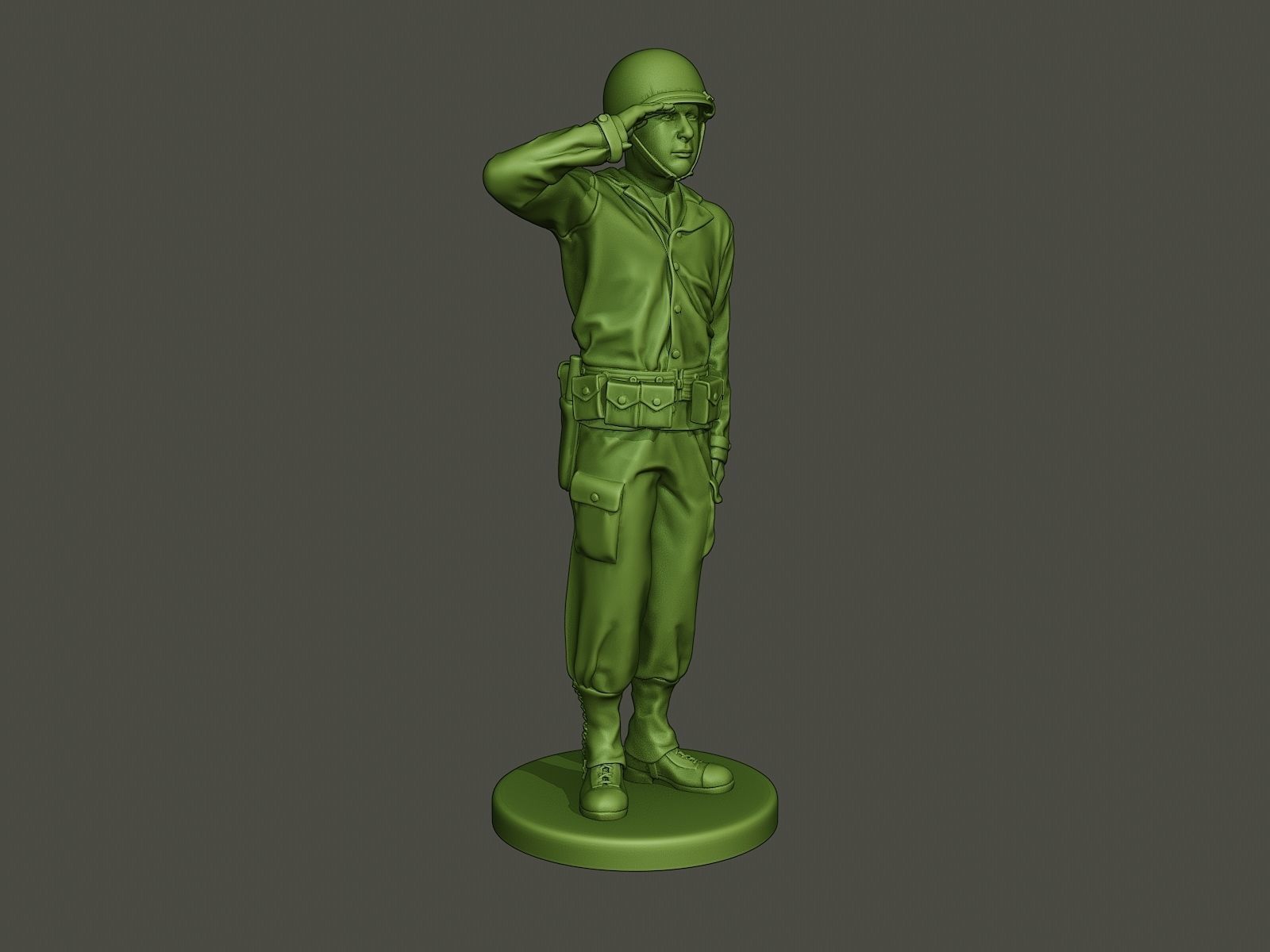 American soldier ww2 saluting A4 3D print model_9