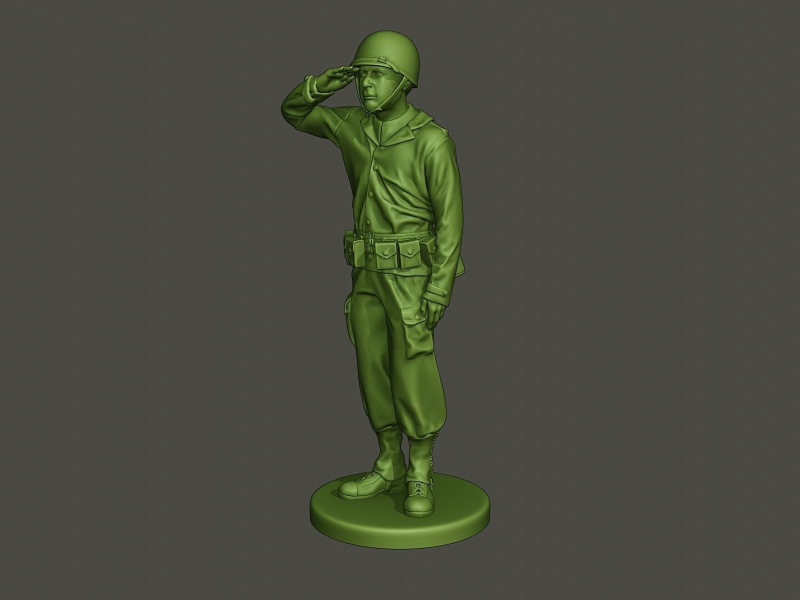 American soldier ww2 saluting A4 3D print model_1