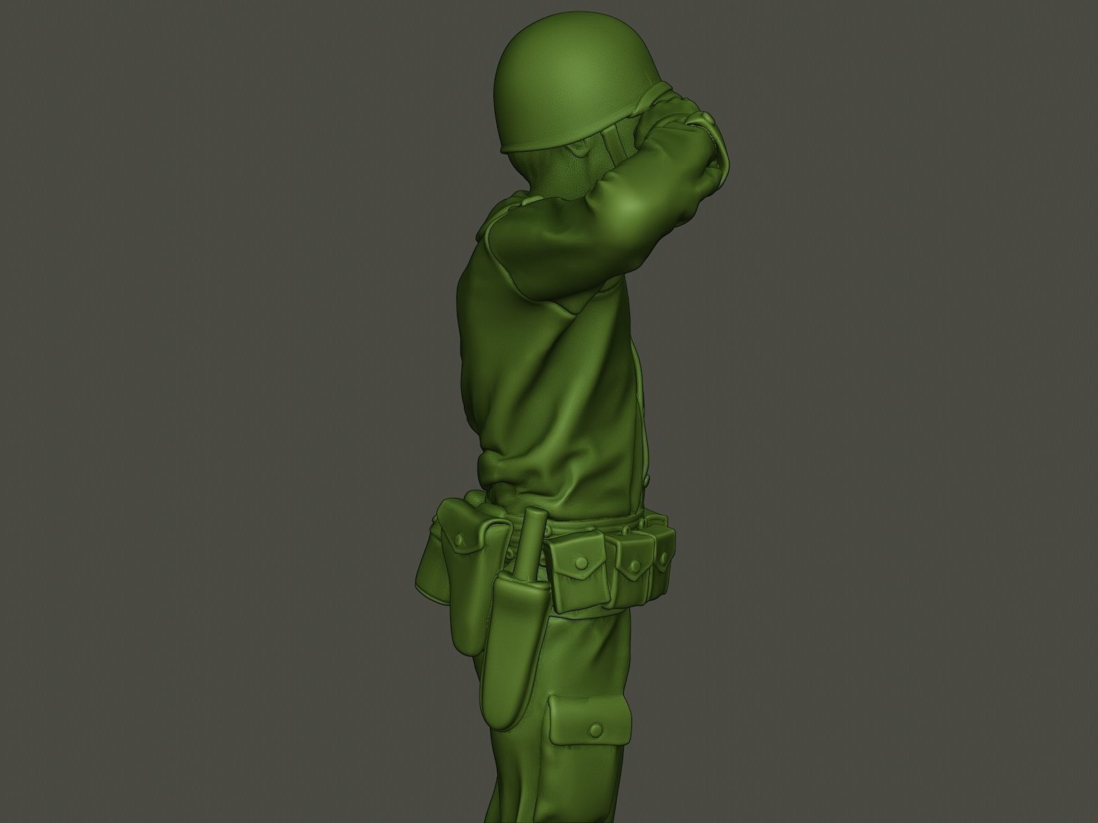 American soldier ww2 saluting A4 3D print model_19