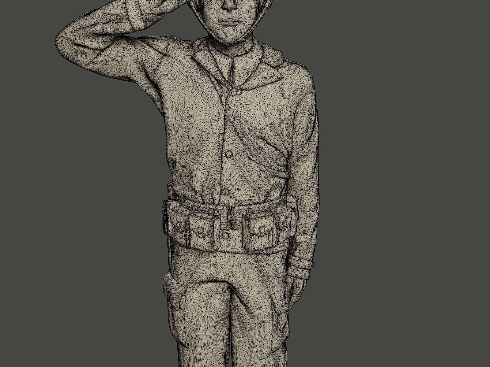 American soldier ww2 saluting A4 3D print model_11