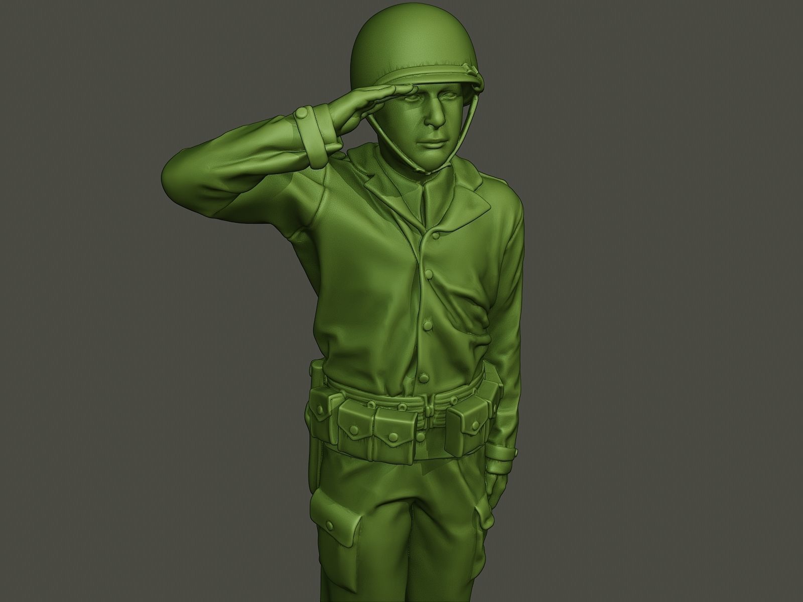 American soldier ww2 saluting A4 3D print model_18
